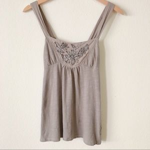 American Eagle Outfitters Taupe Embroidered Cami